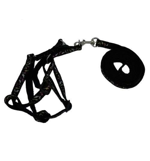AQUAONE - Colorful Nylon Leash Pet Harnesses Black
